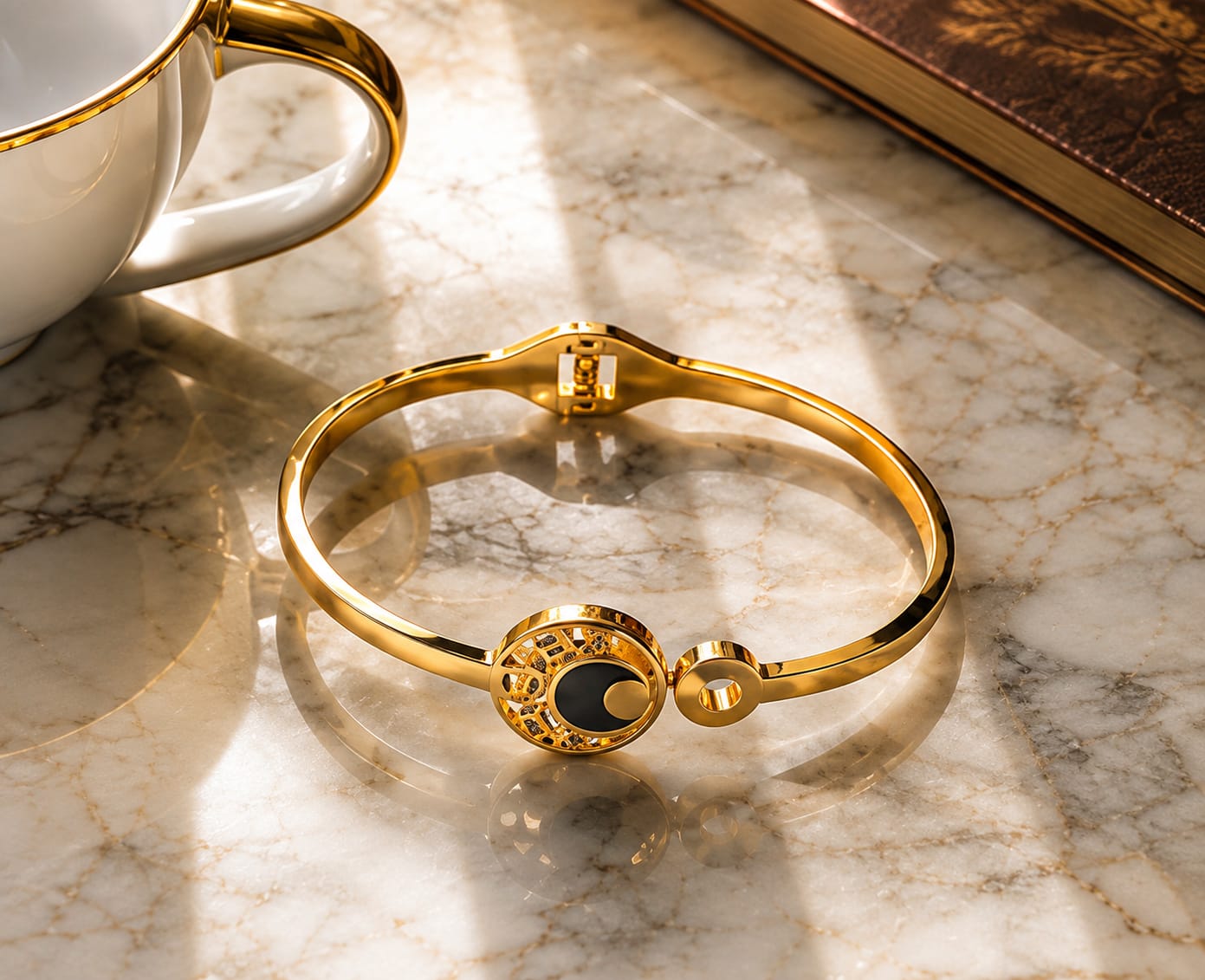 Midnight Crescent Gold Bracelet