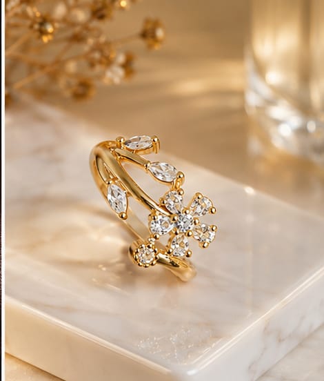 Luxe Vine Crystal Ring