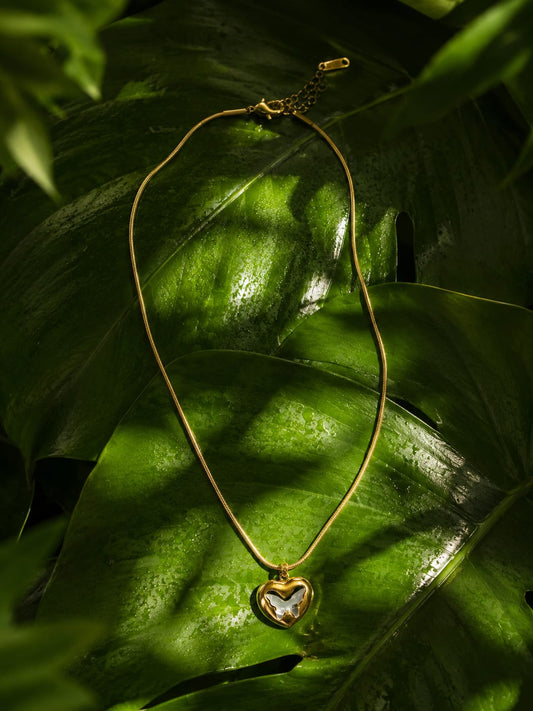 Golden Butterfly Heart Pendant Necklace