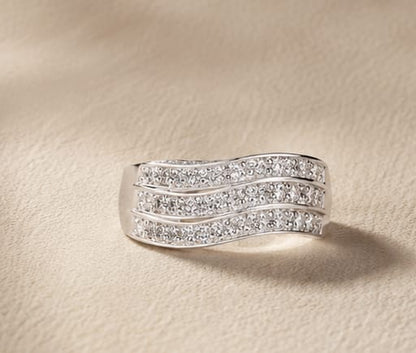 Silver Wave Crystal Ring