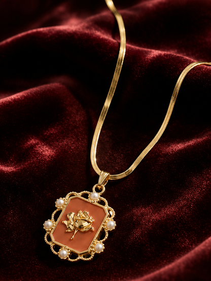 Elegant Rose Charm Necklace