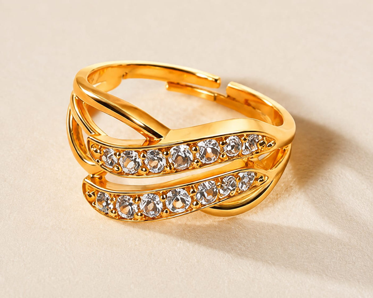 Wave Crystal Adjustable Ring