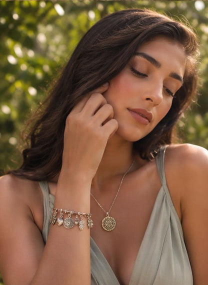 Vintage Heart Charm Bracelet