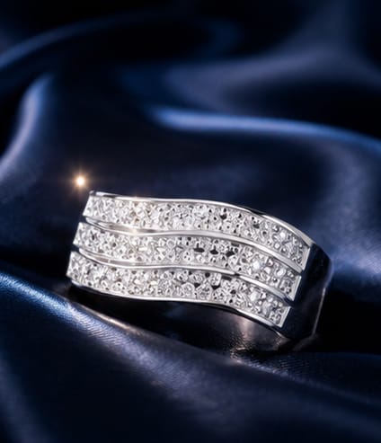 Silver Wave Crystal Ring