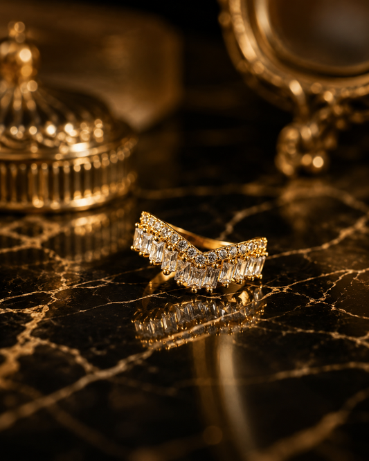 Crystal Crown Adjustable Ring
