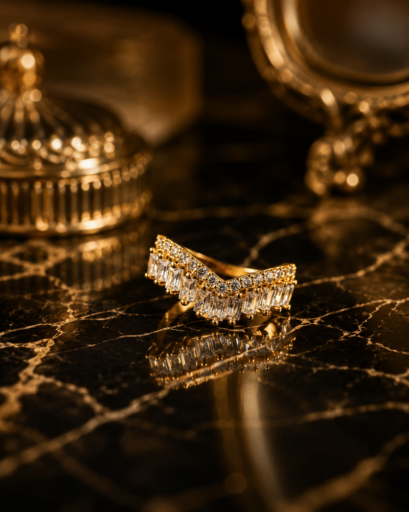 Crystal Crown Adjustable Ring