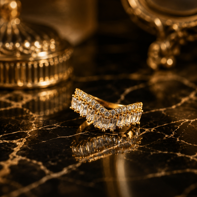 Crystal Crown Adjustable Ring