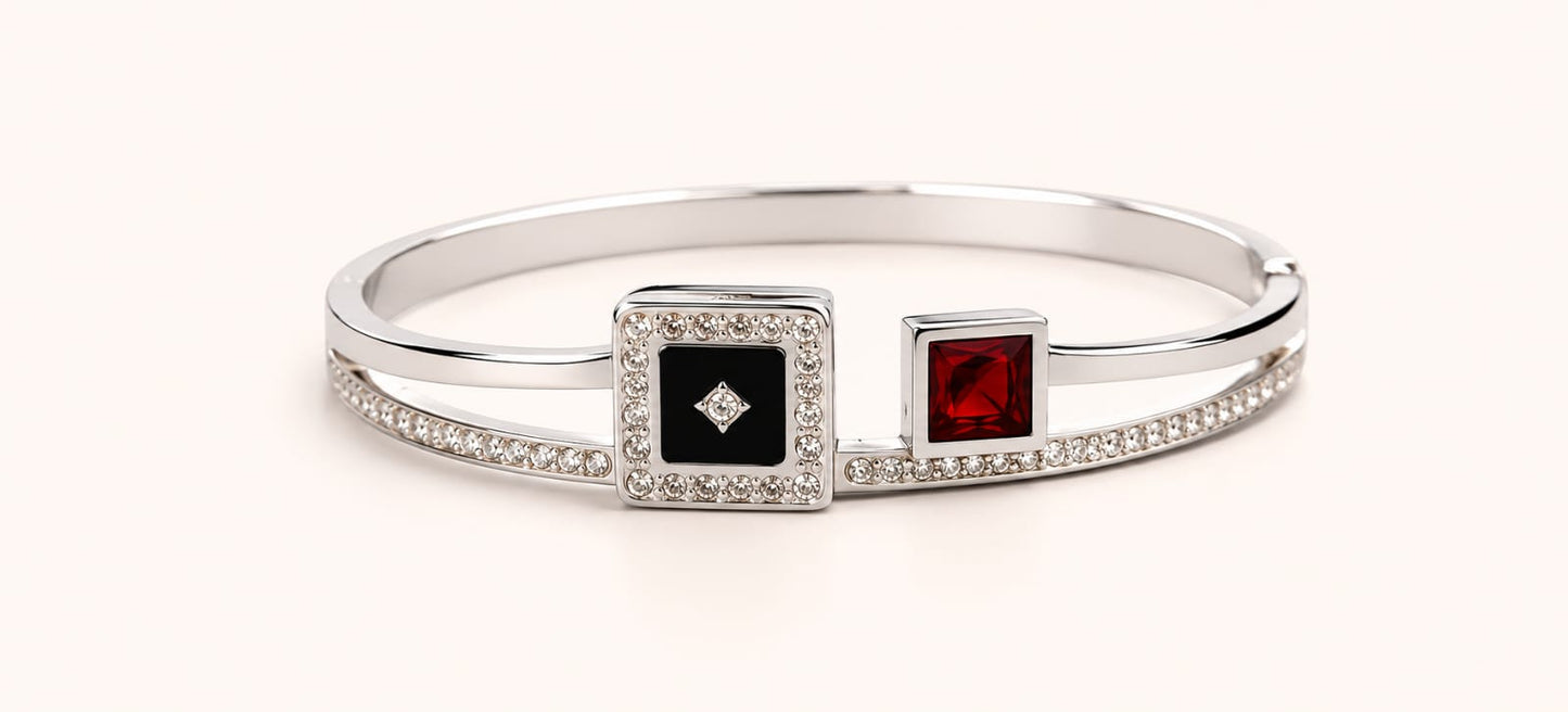 Luxe Dual Stone Crystal Cuff Bracelet