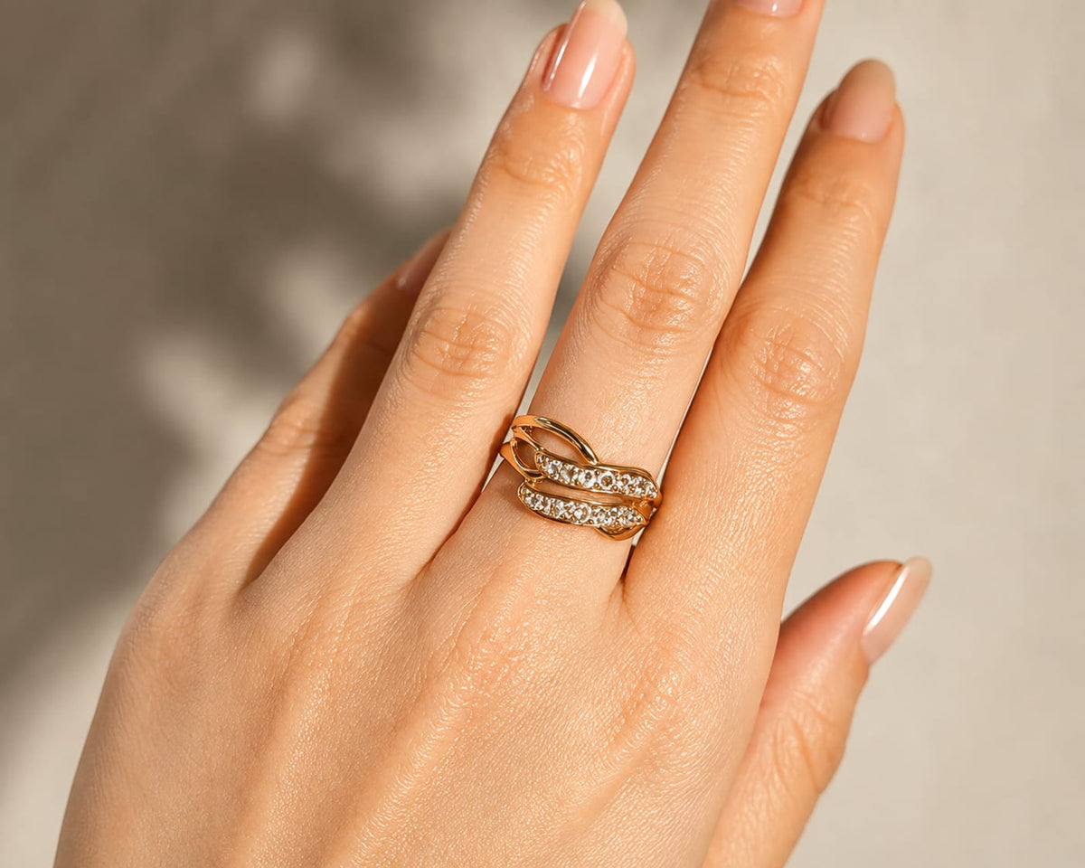 Wave Crystal Adjustable Ring