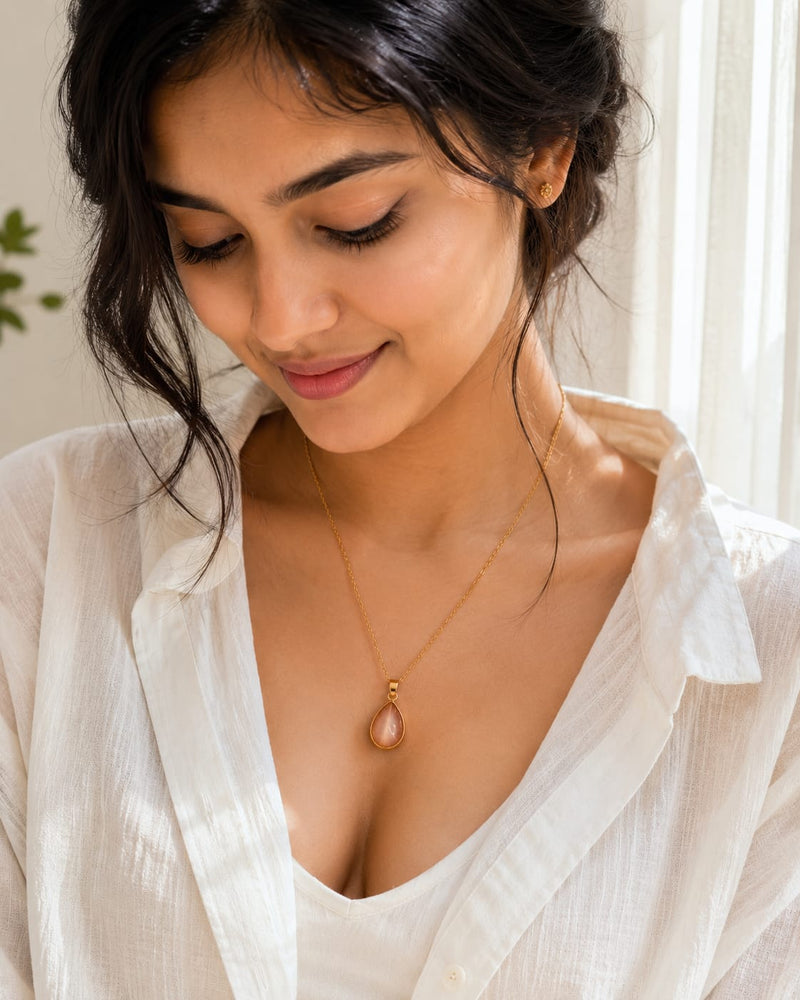 Elegant Peach Drop Necklace