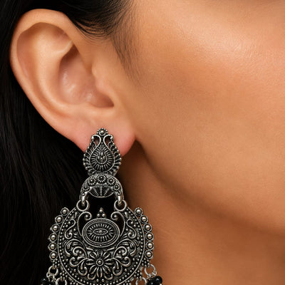 Noor Mahal Black Bead Earrings
