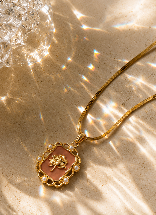 Elegant Rose Charm Necklace